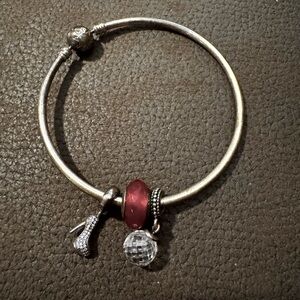 Pandora bangle with 3 charms